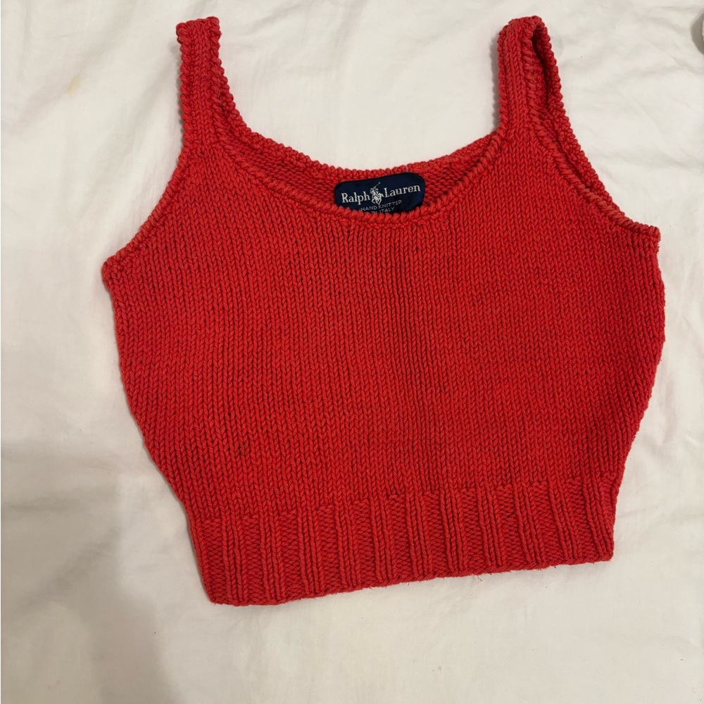 Ralph Lauren Red Hand Knit Crop Top